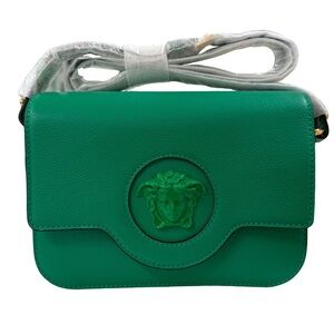 MSRP $1625 NWT Versace Vibrant Green Leather Crossbody Bag- All Inclusive Gift!